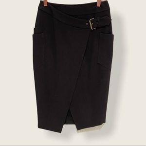 Free People black wrap pencil skirt with buckle 4